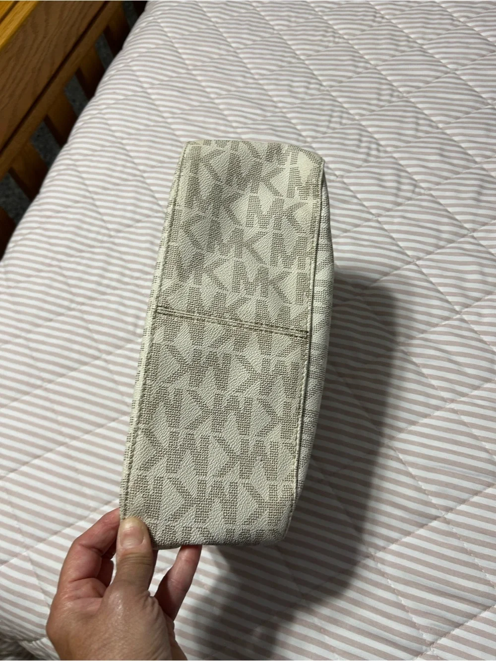 Michael Kors Cream and Taupe MK Pattern Shoulder Bag & wallet